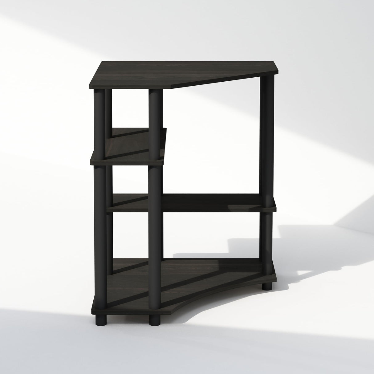 Furinno Turn-N-Tube Storage Shelves, 4-Tier Corner Shelf, Display Rack, Corner Bookshelf, for Organization and Storage, Living Room, Home Office, Espresso Furinno