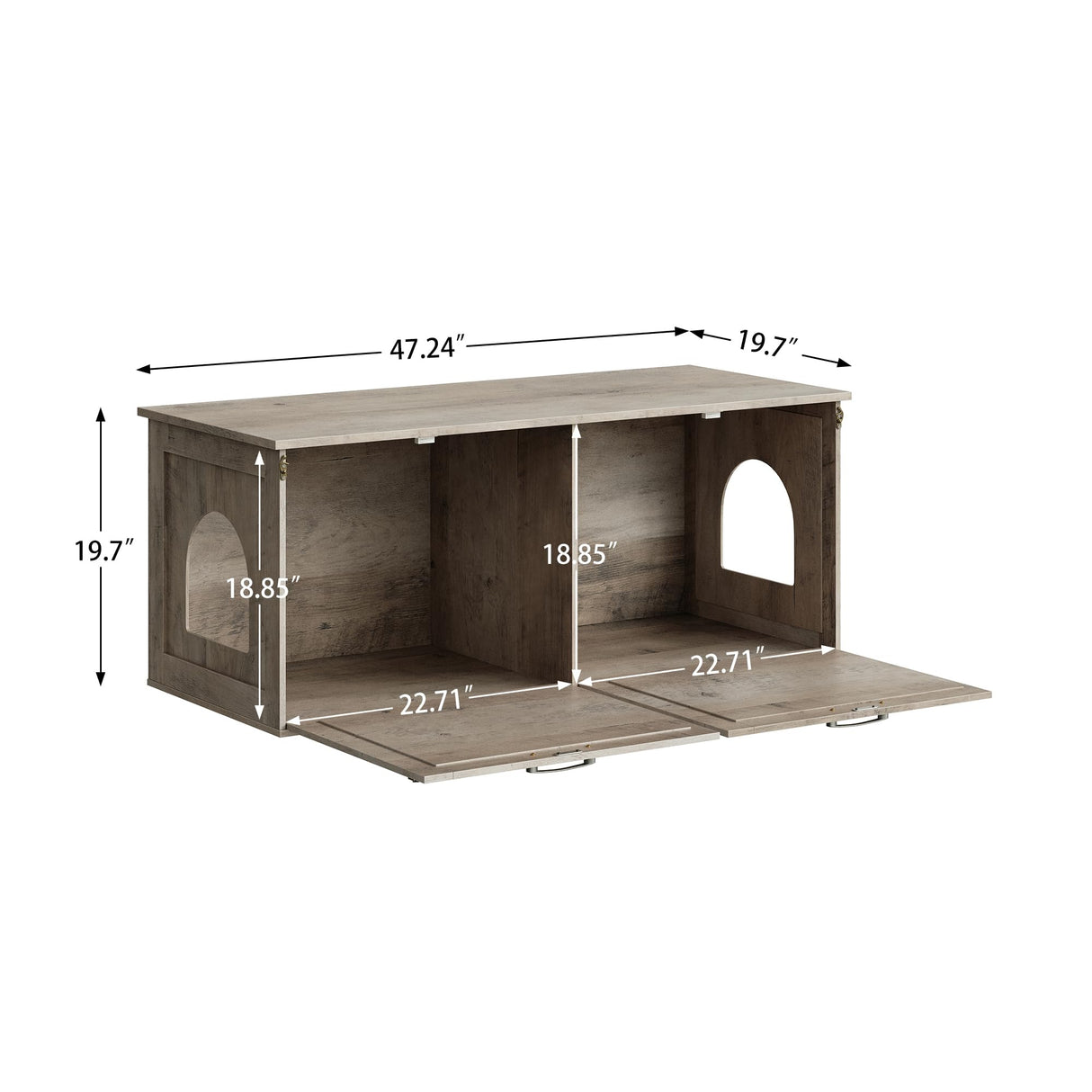 Herture Double Cat Litter Box Enclosure, Hidden Litter Box Cabinet Furniture, Modern Litter Box Storage, Enclosed Cat Litter Box Furniture, Easy to Clean Griege PG06MWZ Herture