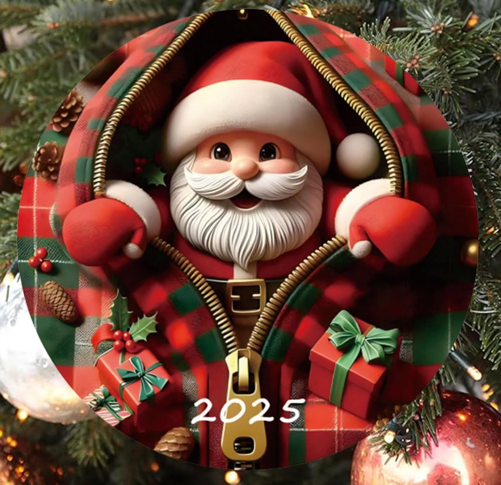 2025 Christmas Tree Fun Santa Claus Decorations, Christmas Ornaments 2025,Painted Glass Style, Unique for Adults,Acrylic Hanging Decorations YCXXGS