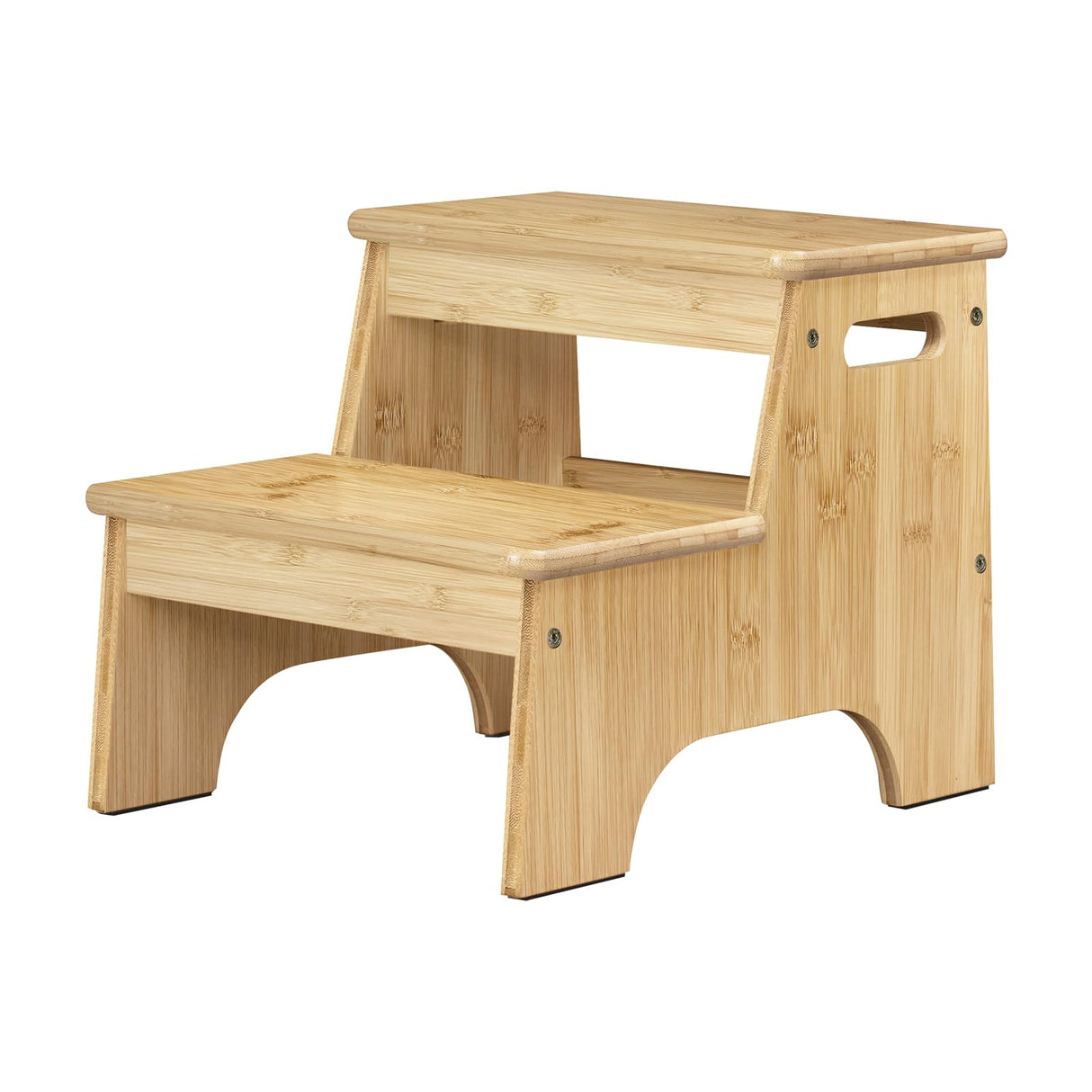 Forbena Wooden 2 Step Stool for Toddlers, Heavy Duty Kids Step Stool for Bathroom Sink Kitchen Counter, Bamboo Wood Non-Slip Kid Children Potty Stepping Stool Seat with Handles for Toilet Bed Forbena