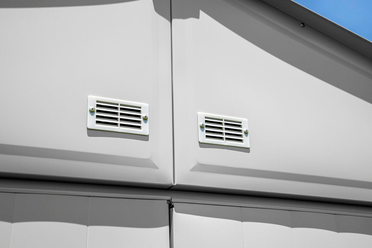 Arrow Sheds 8' x 8' Outdoor Steel Storage Shed, Light Grey Arrow