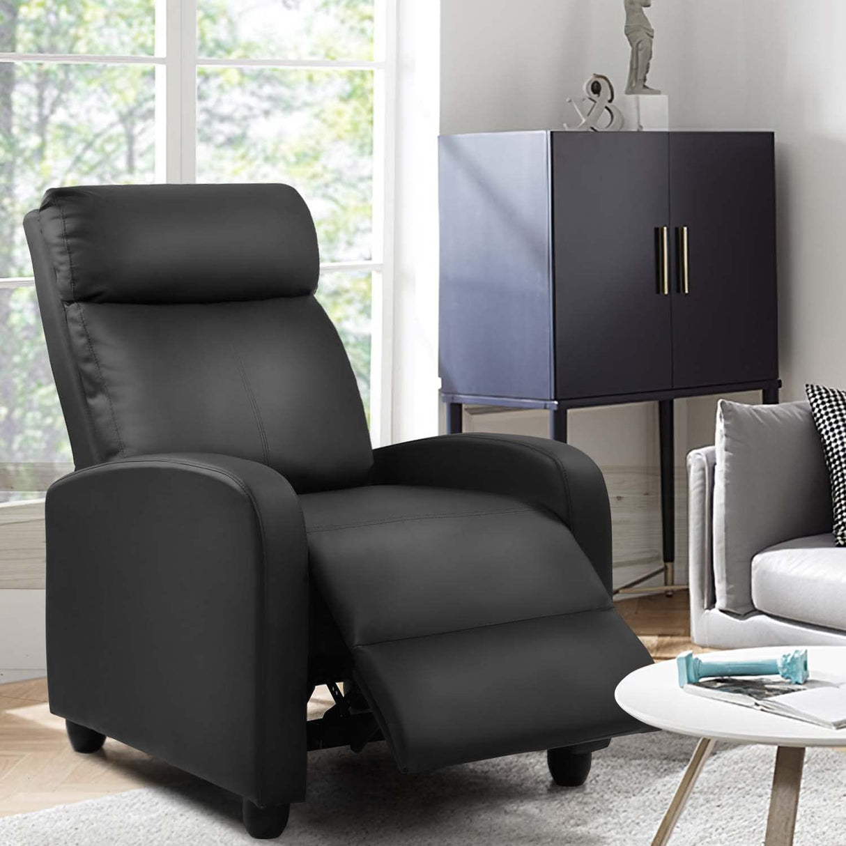 Devoko Massage Recliner Chair Home Theater Seating Pu Leather Modern Living Room Chair Furniture with Padded Cushion Reclining Sofa Chairs (Black) Devoko