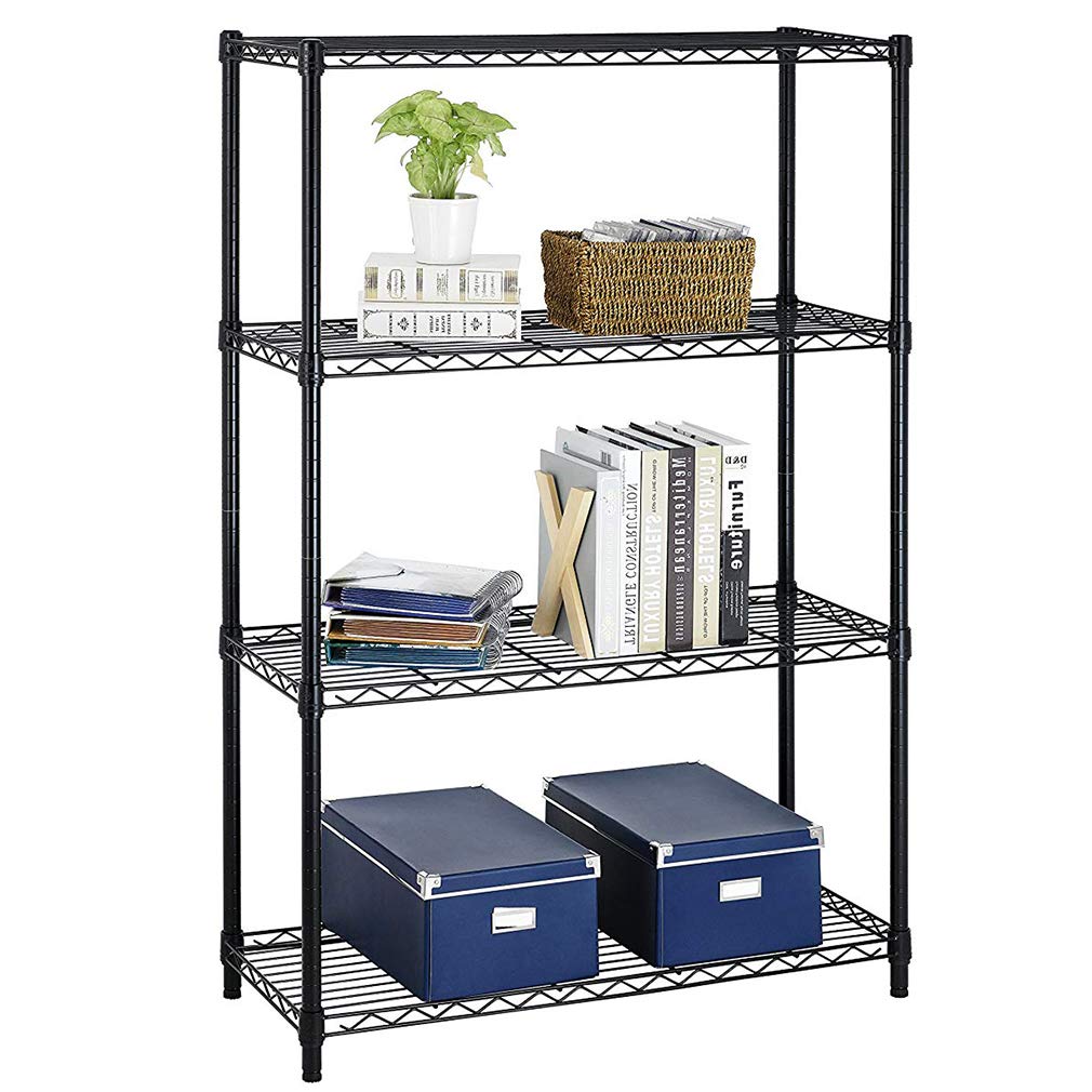 4 Tier Wire Shelving Unit Wire Shelf Storage Shelves Metal Organizer Rack Adjustable Commercial Grade Utility Heavy Duty for Restaurant Bathroom Kitchen 54"x36"x14" NSF-Certified,Black BestOffice
