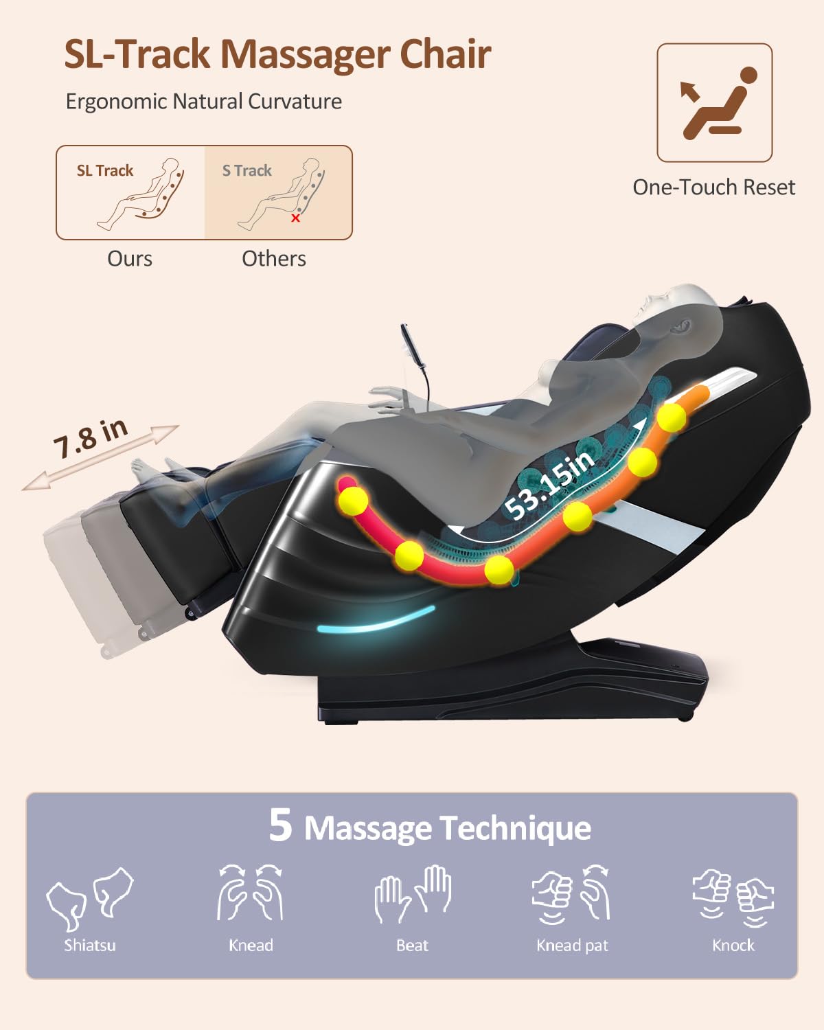 RELX 2026 Massage Chair Full Body, 20 Modes Zero Gravity SL-Track Shiatsu Massage Chair Built-in Heat System, Airbag Massage with Body Scan, Deep Yoga Stretch, Calfrest Extension and AI Control(Black) RELX