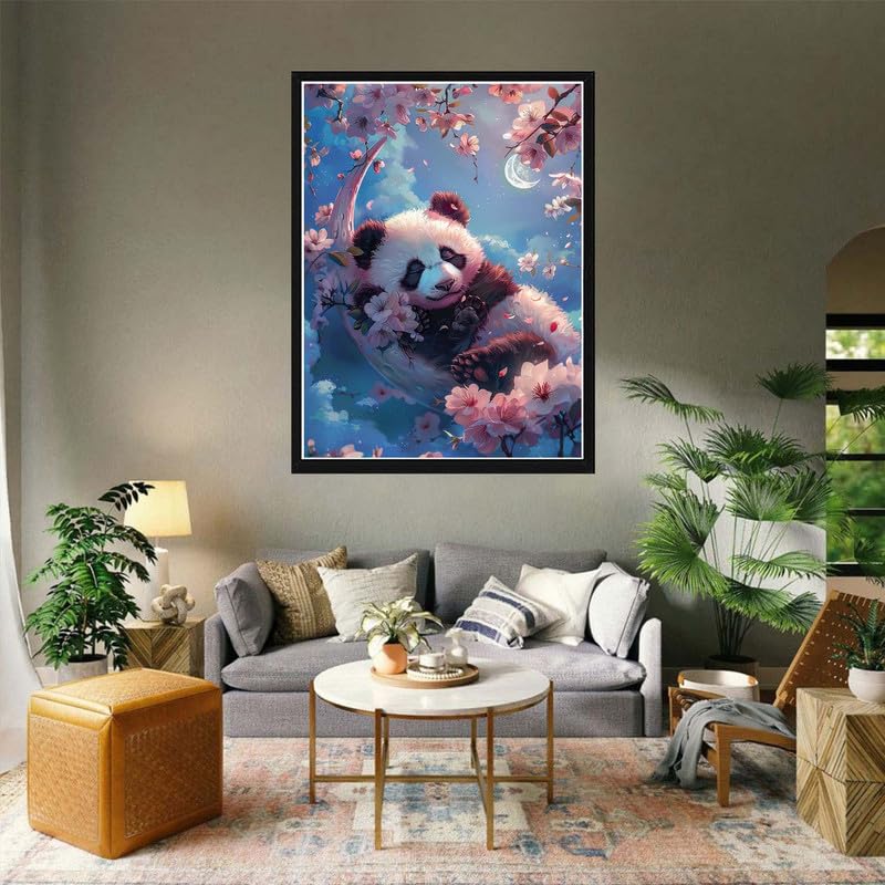 VAIIEYO 5D DIY Diamond Art Kits for Adults Panda, Diamond Painting Animal, Paint by Number Full Drill Round Rhinestone Craft Canvas for Home Wall Decor Gift 12x16 inch-5 VAIIEYO