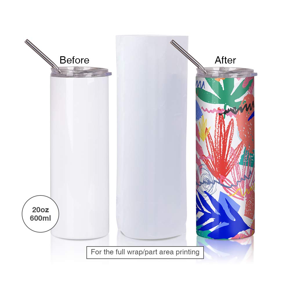 PYD Life 50 PCS Sublimation Shrink Wrap Sleeve White Bags 10 x 5 Inch for Print by Oven,Sublimation Shrink Wrap Film for 20 OZ Sublimation Skinny Tumbler,Heat Transfer Shrink Wrap PYD Life