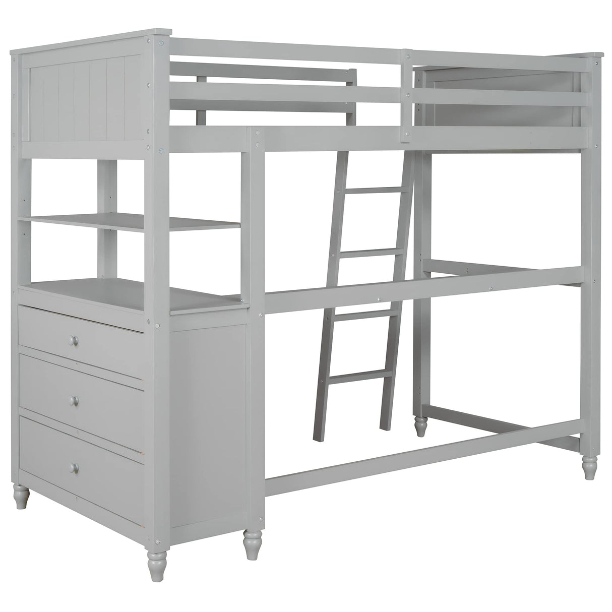 Bellemave Grey Loft Bed with Desk and Storage for Kids and Teens Bellemave