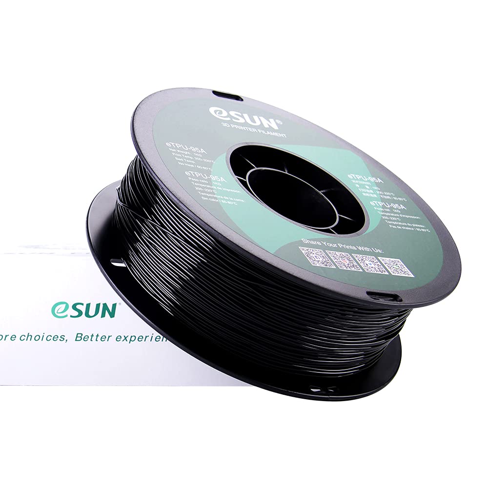 eSUN 1.75mm TPU 95A Flexible 3D Printer Filament 1KG Spool (2.2lbs), Black eSUN
