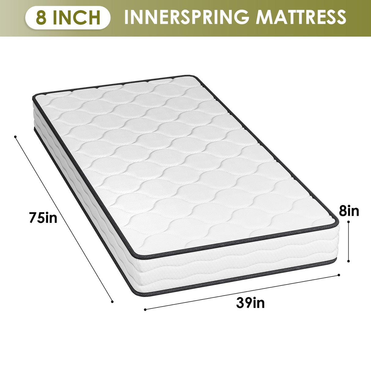 PayLessHere 8 Inch Mattress Medium Firm Spring Mattress Cool Sleep Pressure Relief Fiberglass Free Twin Size Mattress in a Box CertiPUR-US Certified Breathable Foams Mattress PayLessHere