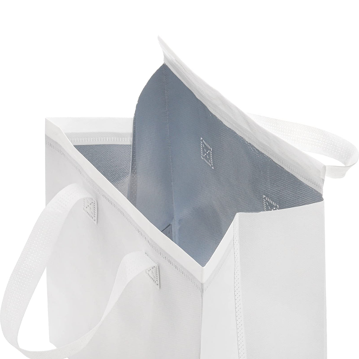 ZENFUN Set of 25 Insulated Take Away Bags, Small Insulated Cooler Bag Grocery Bags, White Thermal Bags for Hot&cold Frozen Food, Food Delivery, 9.5 x 6 x 10 Inches ZENFUN