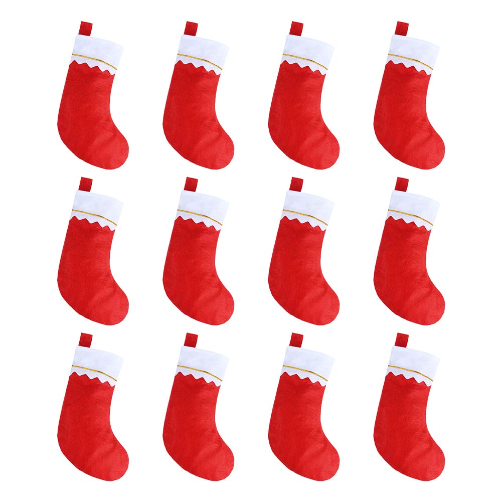 CCINEE 12pcs Red Felt Christmas Stockings 15" Party Favors Stockings for Xmas Decoration CCINEE