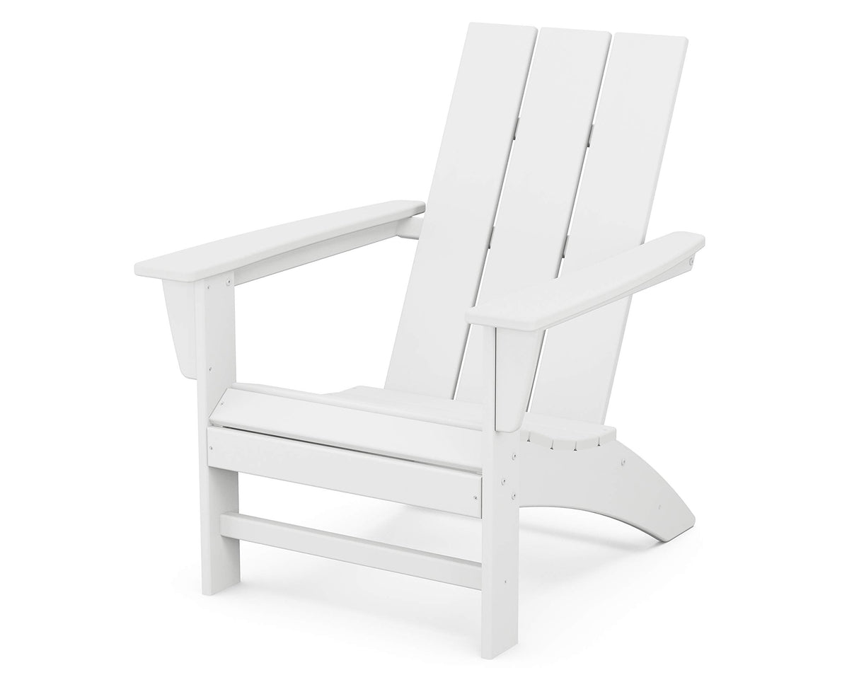 POLYWOOD AD420WH Modern Adirondack Chair, White, Durable High Density Polyethylene Construction, Easy Assembly, Waterproof, Comfortable Contoured Seat Polywood
