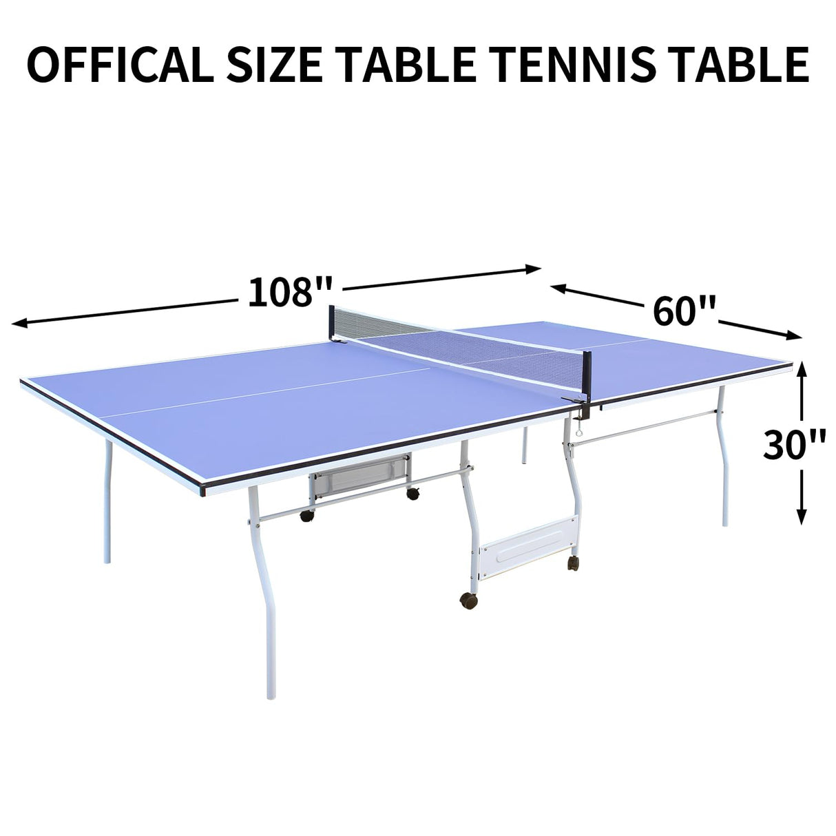 AOKUNG 9x5 Professional MDF Table Tennis Table with Quick Clamp Ping Pong Net with Two Rackets and Three Balls,Blue Indoor & Outdoor Use AOKUNG
