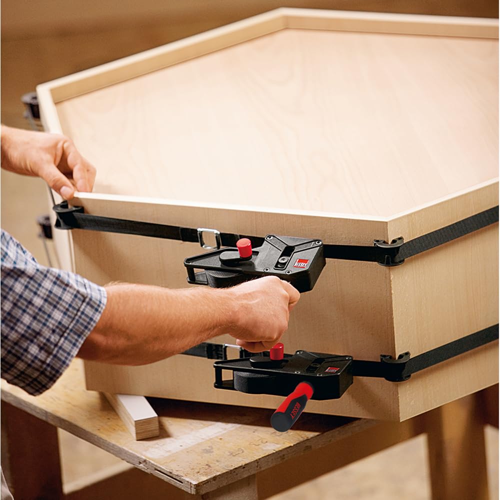 BESSEY VAS-23+2K-CB, 23 ft Variable Angle Strap Clamp with 4 Clips Bessey