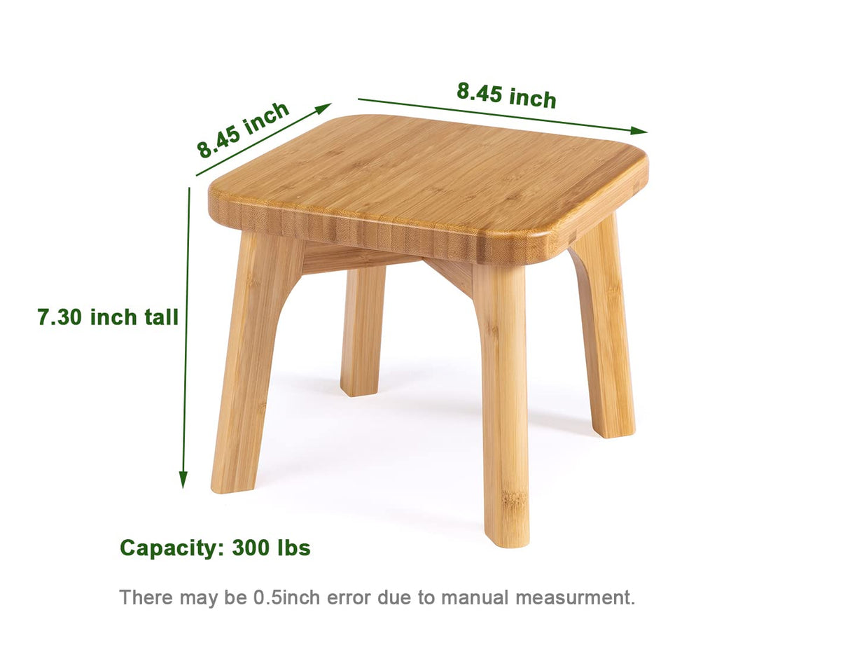 PELYN Bamboo Wooden Mini Step Stool for Kids with Non-Slip Rubber Feet, Small Step Foot Stools for Bedroom Kitchen Bathroom, Holds up to 300lbs, Sturdy and Easy Assembly PELYN