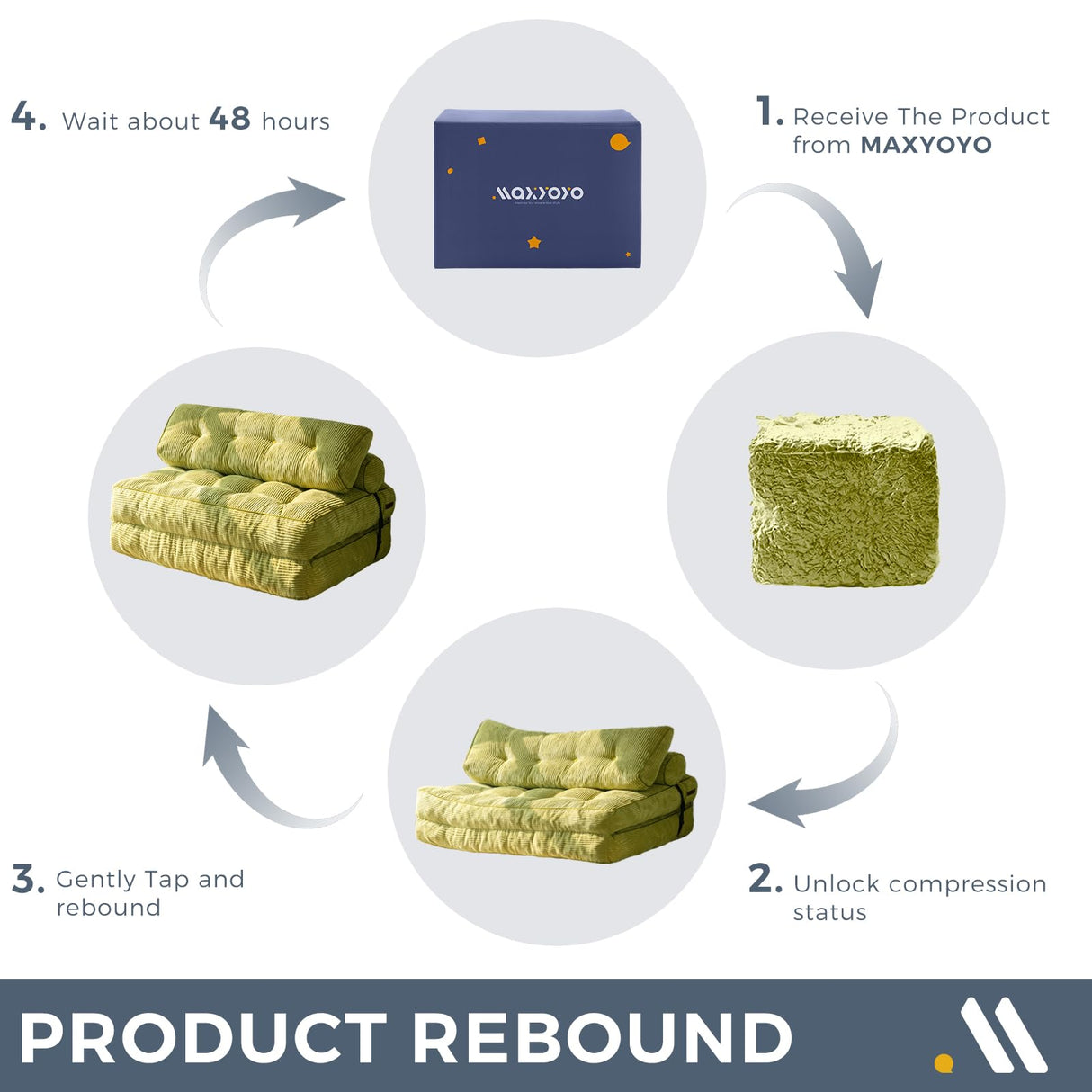 MAXYOYO Folding Sofa Bed, Convertible Sleeper Chair with Pilow Foldable Matress with Back Support, Portable Fold Out Chair Bed for Living Room Bedroom, Green Double MAXYOYO