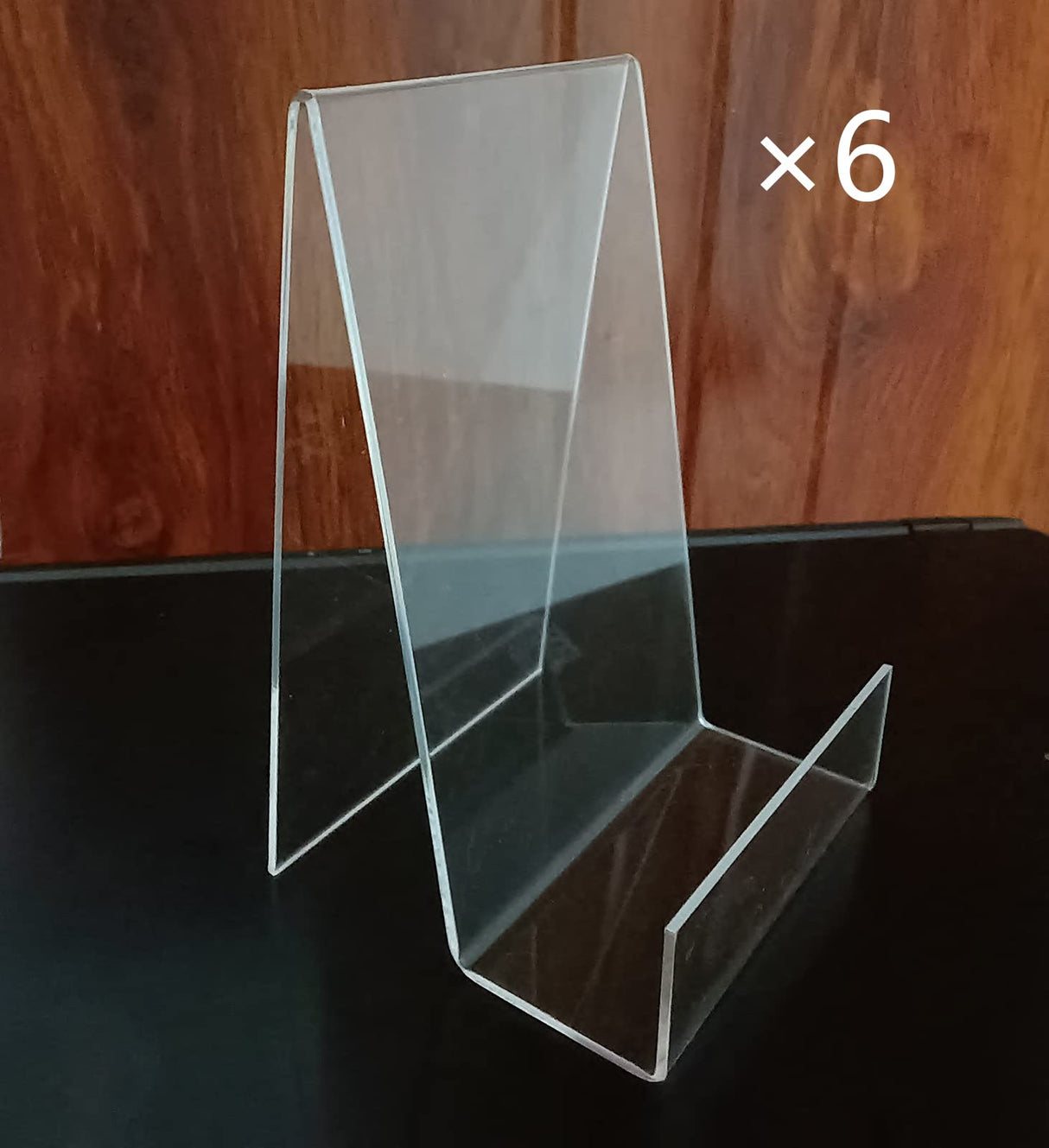 6'' x 4'' Acrylic Book Display Stand Clear Easel with Ledge Tablet Holder for Displaying Books, Pictures, Notebooks, CDs, Artworks, etc (Large) (6) Bovbazo