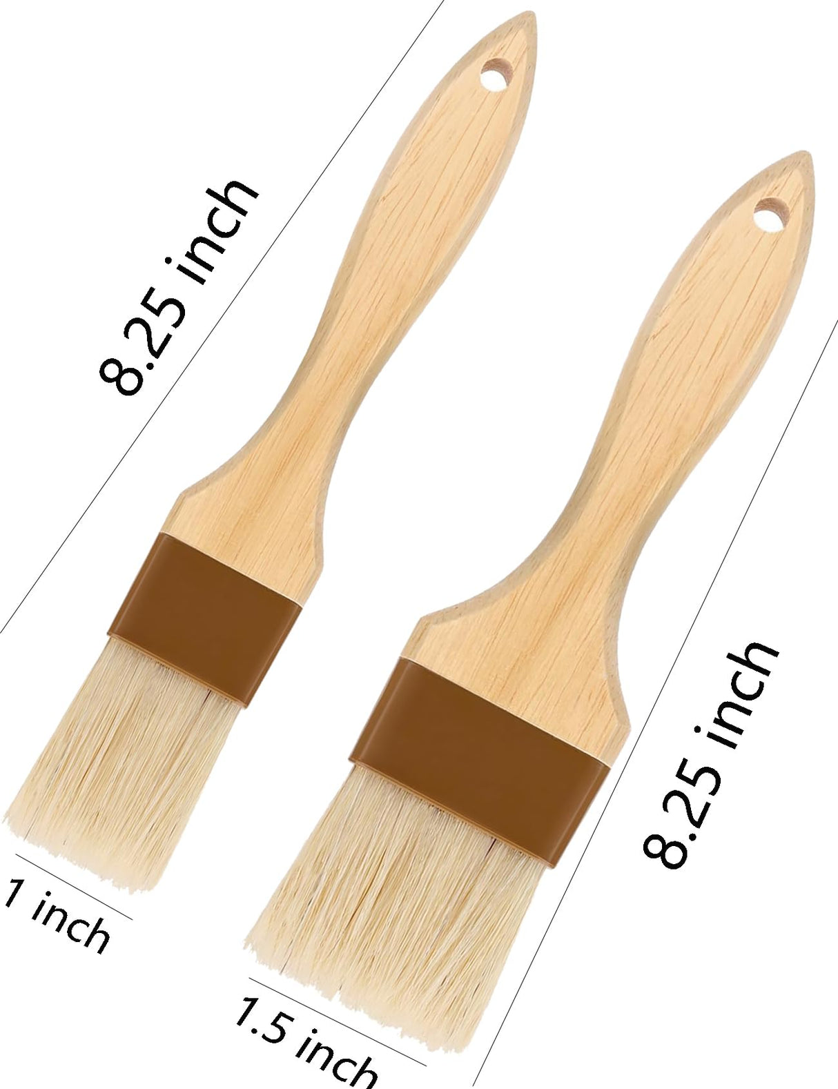 Pastry brush,Basting brush for Cooking,Natural Bristle BBQ Brush for Oil & Sauce,Wooden Handle Food Brush for Baking,Easy Clean Butter Brush,Durable Kitchen Culinary Utensil (1", 1 1/2 Inch,4 Pack) NXRACSH