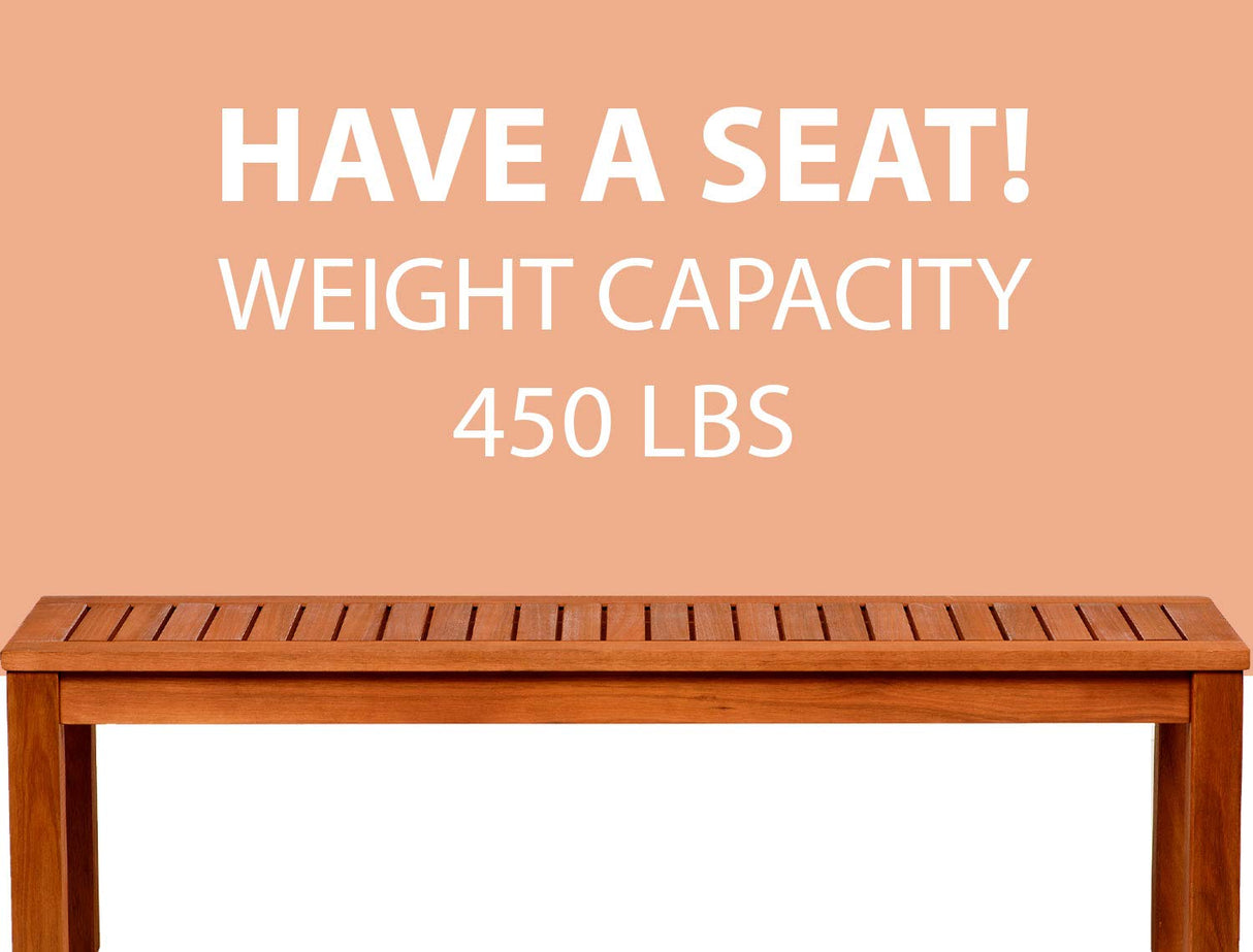 Amazonia Aster Backless Patio Bench | Eucalyptus Wood | Ideal for Outdoors and Indoors, 53", Dark Teak Finish Amazonia