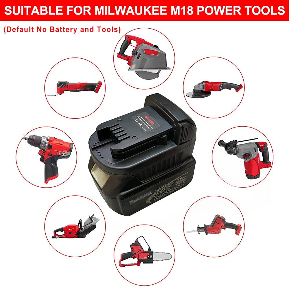 JFQWLE Converter for Makita to Milwaukee 18V Battery Adapter, Convert Makita 18V Lithium-Ion Battery BL1815 BL1830B BL1860B to Milwaukee 18 Volt M18 Lithium Cordless Tool Battery JFQWLE