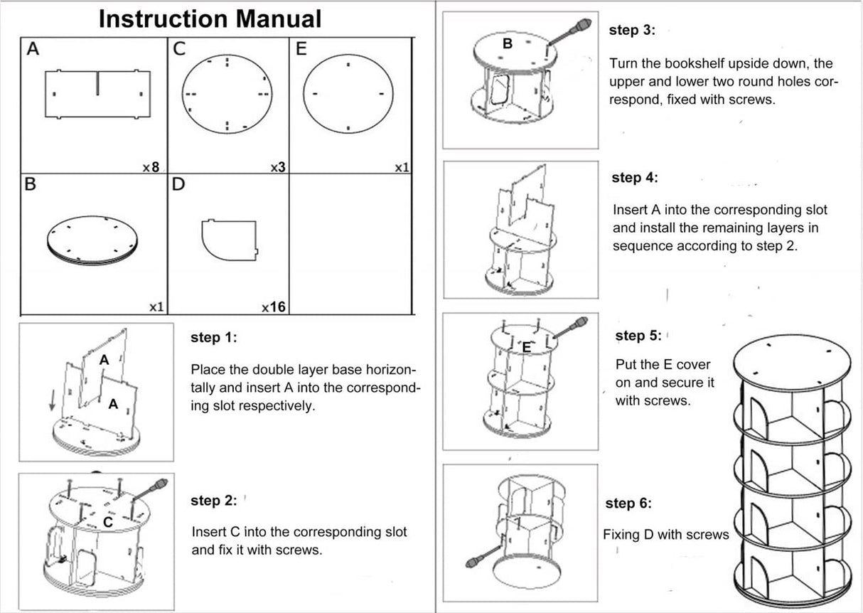 Gdrasuya10 3 Tier 360° Rotating Wooden Bookshelf – Stylish Floor-Standing Book Storage Organizer for Any Room Gdrasuya10