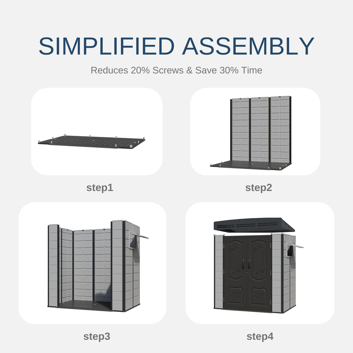 Patio Kingdom 6x4FT HDPE Resin Outdoor Storage Shed with Sloped Roof, Injection Molded Plastic Lean to Garden Tool Shed, All Weather Resistant, Lockable Double Doors & Ventilation for Backyard Patio Patio Kingdom