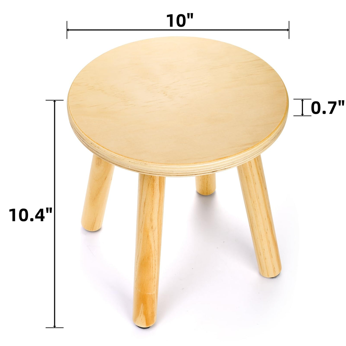 Goaste 10 Inch Wooden Step Stool, Solid Round Sitting Stools for Adults, Multi-Purpose Short Chair Perfect Matched Sensory Table, 4-Legged Small Foot Rest Stool for Playroom, Kitchen, Bedroom Goaste