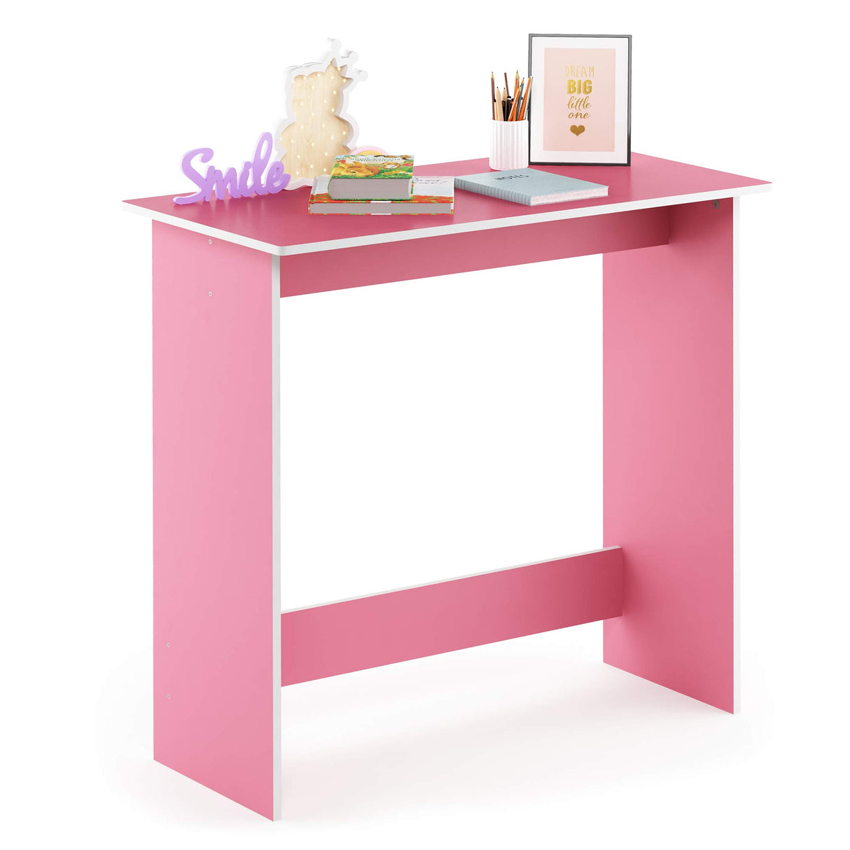 FURINNO Simplistic Study Table, Pink, 15.5 in x 31.5 in x 29.75 in (D x W x H) Furinno