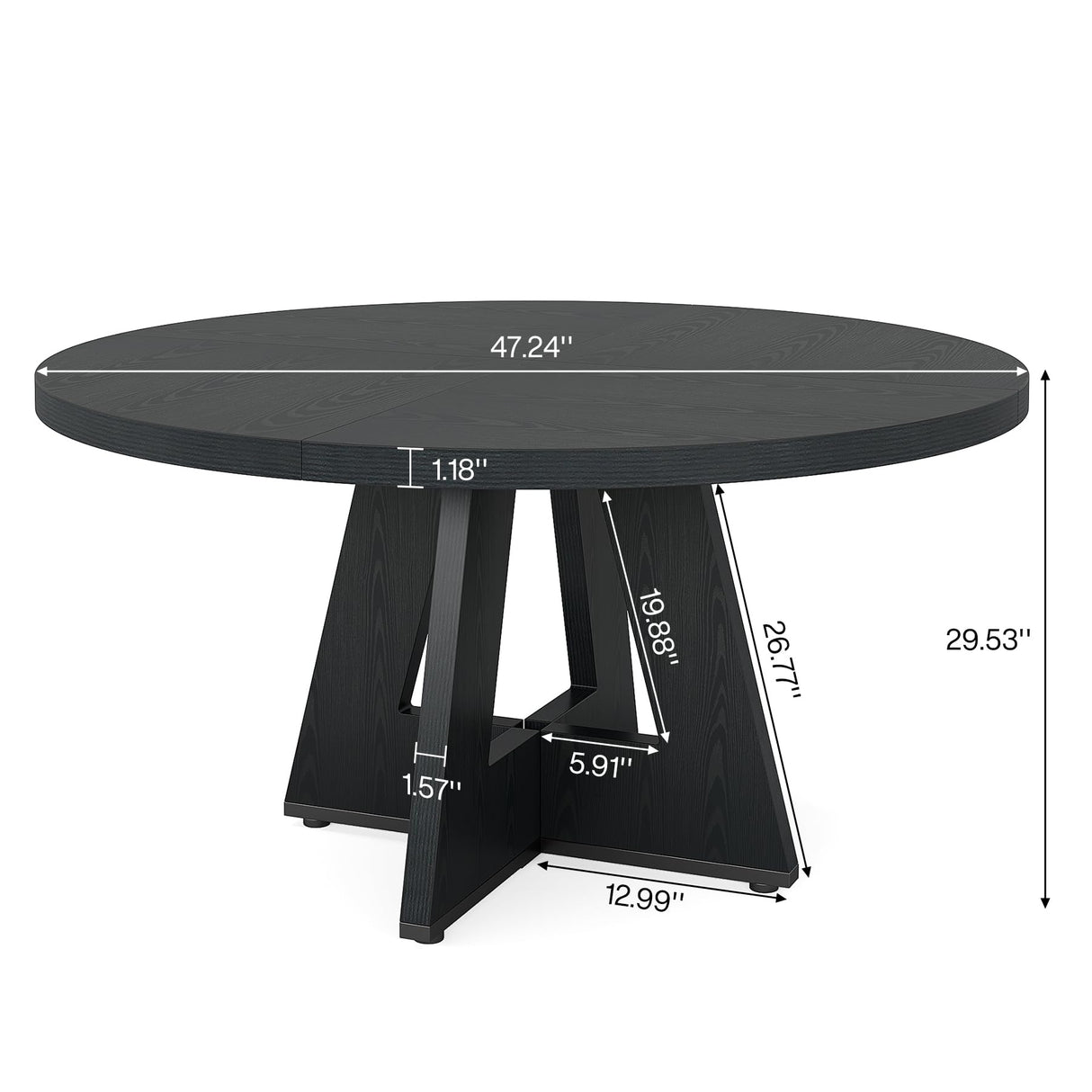 Tribesigns 47-Inch Round Conference Table for 4-6 People, Wooden Meeting Room Table with Thicken Tabletop and Wood Base (Black) Tribesigns