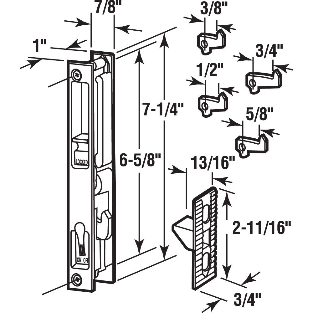 Prime-Line C 1148 Chrome Diecast Sliding Door Handle Set with Wood Pull, fits Acorn Doors (Single Pack) PRIME-LINE