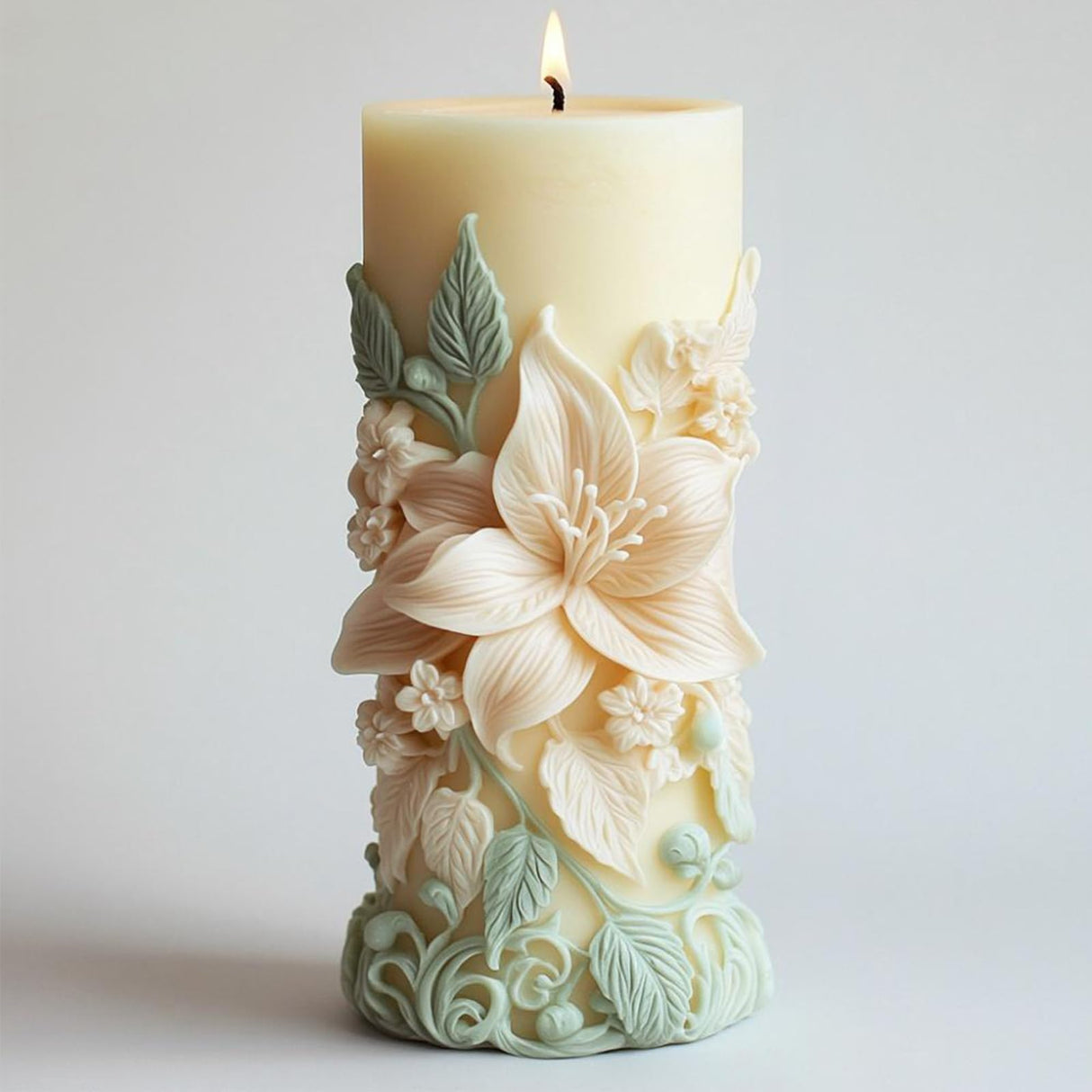 Japleed Elegant Lily Embossed Candle Molds for Candle Making, 3D Flower Silicone Molds for Candle Soap Wax Resin Clay, Blooming Lily Chocolate Cake Fondant Molds, DIY Floral Art Craft Wedding Decor japleed