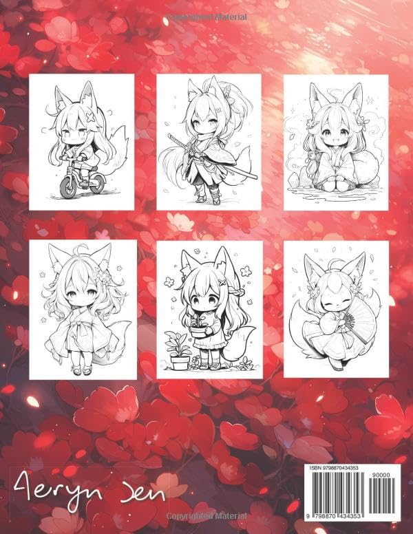 Anime Coloring Book: Kawaii Chibi Kitsune Majosta