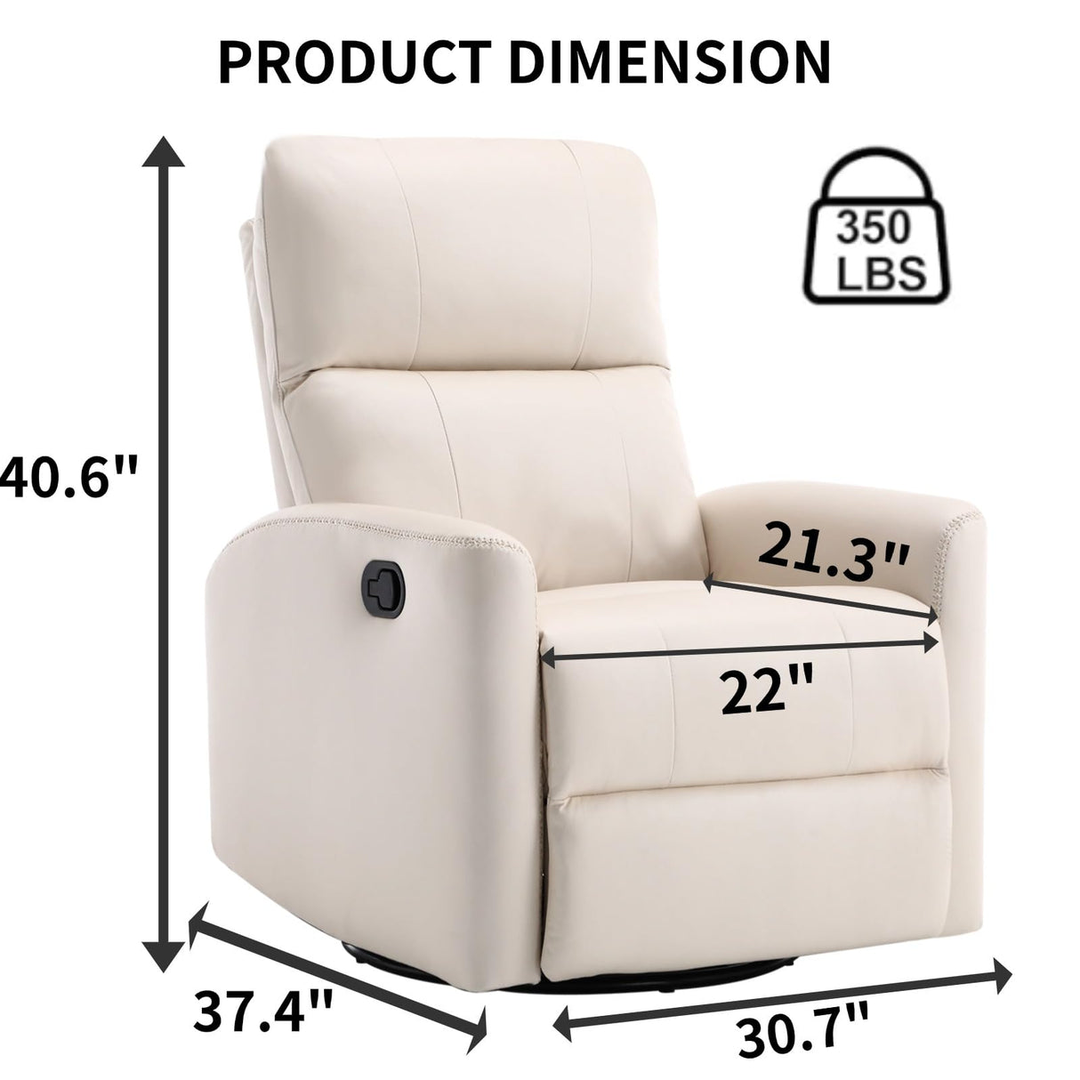 ANJ Manual Swivel Rocker Recliner, Glider Recliners with Padded Armrest and Backrest, Soft Leather Nursery Rocking Recliner Chair Reclining Sofa for Living Room ANJ