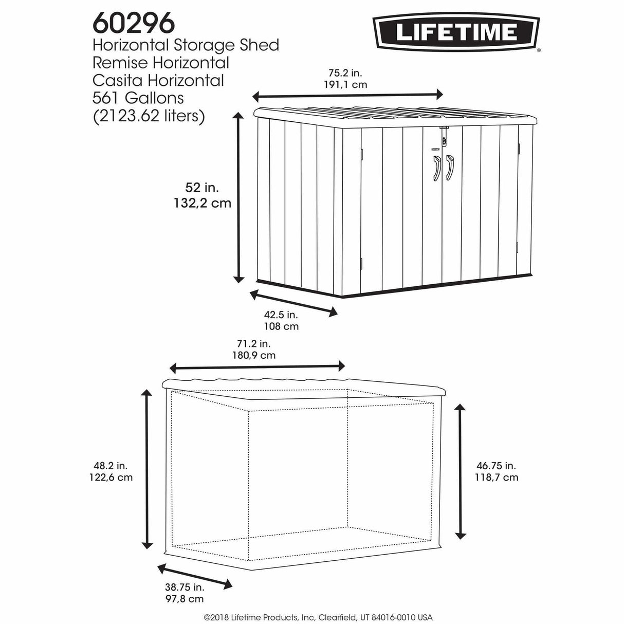 Lifetime 60296 Horizontal Storage Shed Lifetime