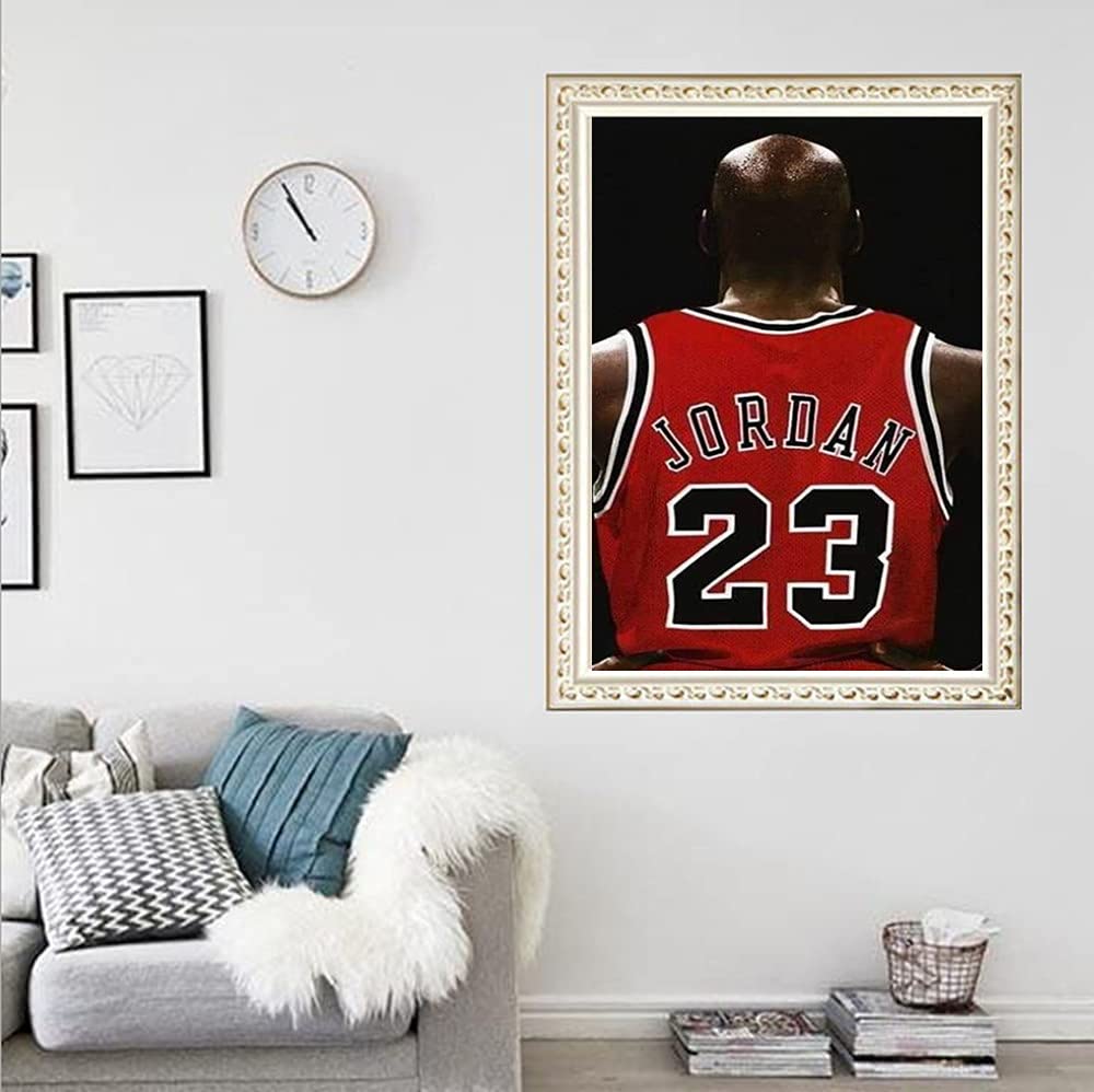 F-CANLAN Round Full Drill Diamond Painting Kit, 5D God of Basketball Paint with Diamonds Basketball Star Diamond Dots Arts Crafts Set for Adult Children Diamond Painting Room Decor (12X16 inches) F-CANLAN