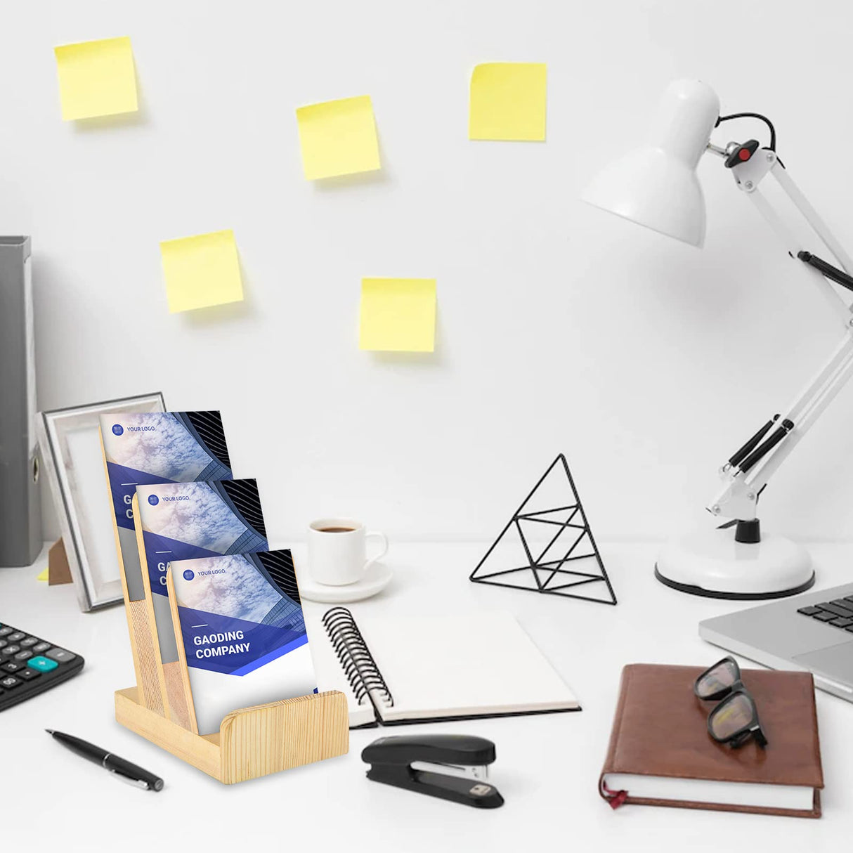 2 Pieces 3-Tier Pine Wood Literature Holder pamphlet display stand Trifold Brochure Organizer Flyer Holder Postcard Display and Countertop Wooden Display Stand Book Display for Magazine Pamphlet DOSTATNI