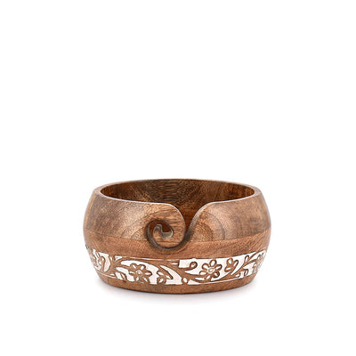 BHAVATU Yarn Storage Mango Wood Yarn Bowl for Crocheting | Crochet/Knitting Yarn Bowls Best Gift from Craft Supplies (6" x 6"x 3")