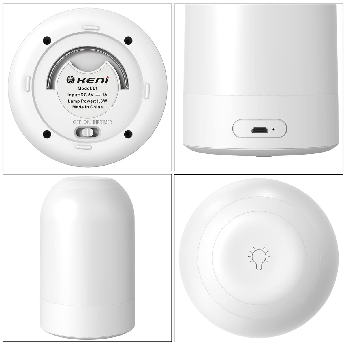 G Keni Touch Bedside Night Lamp, Baby Nursery Night Light for Kids Adults, Egg Lights with Timer, Dimmable Small Mini Lamp for Nightstand/Bedroom/Living Room, USB Rechargeable, White/Natural/Warm G Keni
