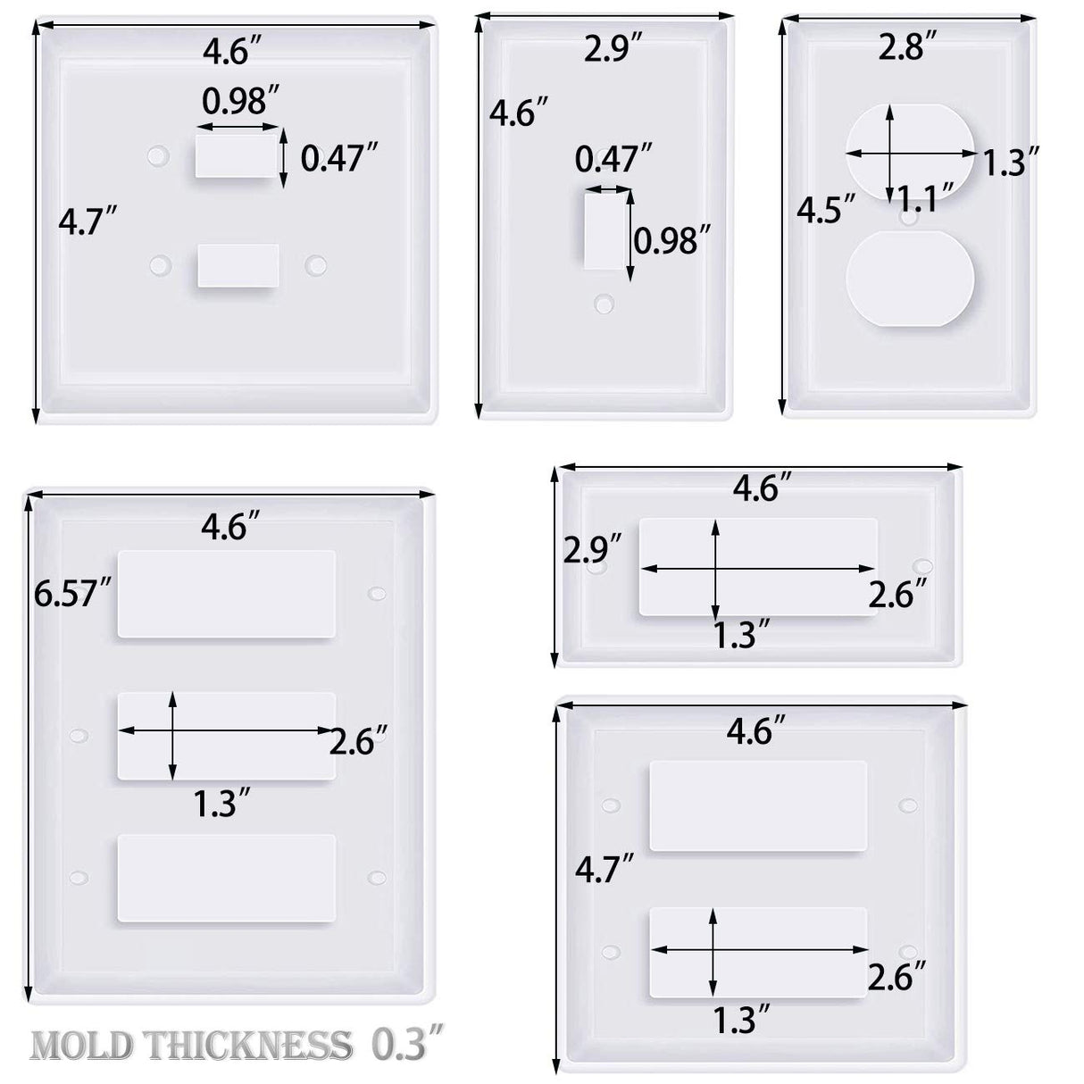 Moukiween Light Switch Cover Resin Molds, 6Pcs Switch Plate Covers Silicone Molds Standard Switch Socket Panel Epoxy Molds for Resin Casting DIY Switch Covers Crafts Home Decor Moukiween