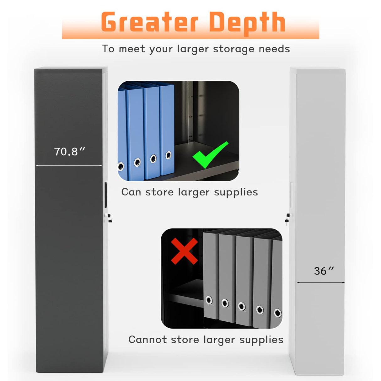 Furniwell Metal Storage Cabinet with 2 Doors & 4 Adjustable Shelves, Lockable Garage Storage Cabinet, Steel Utility File Cabinet for Home, Garage, Black, 71" H x 31.5" W x 15.7" D Furniwell