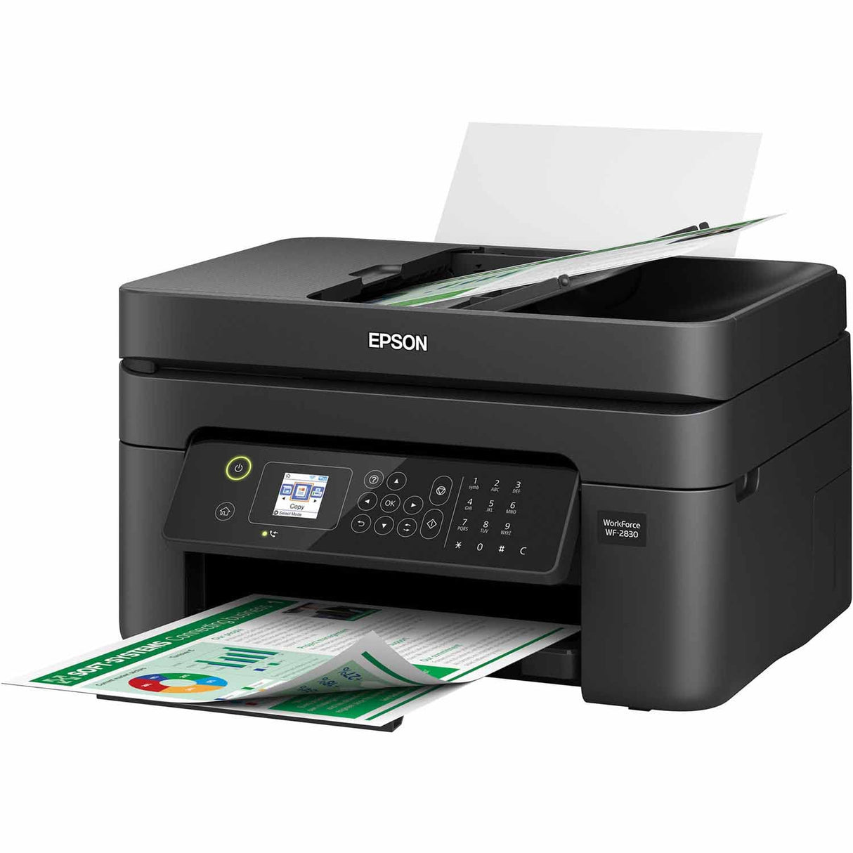 Epson Workforce WF-2830 Wireless Color Inkjet All-in-One Printer, Print Scan Copy and Fax, Automatic 2-Sided Printing, 1. 4" Color LCD, 100-sheet Paper Tray, Wi-Fi Direct Connectivity, Black Epson