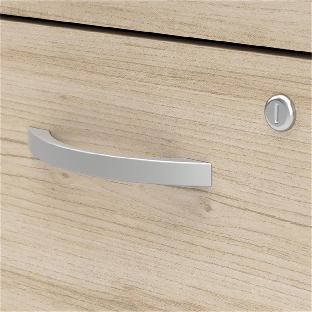 Bush Business Furniture Arrive 72W x 72D L Shaped Reception Desk with Shelf and Mobile File Cabinet in Natural Elm, Modern Receptionist Station for Office Waiting Room Bush Furniture