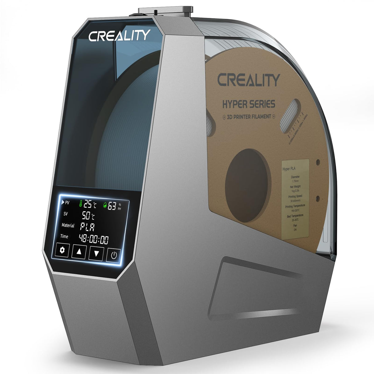 Creality Official Space Pi Filament Dryer, 3D Printer Filament Dryer Box with Built-in Fan Filament Storage Holder Filament Dehydrator for 1KG 1.75/2.85mm One-Key Setting for PLA PETG ABS TPU Nylon Creality