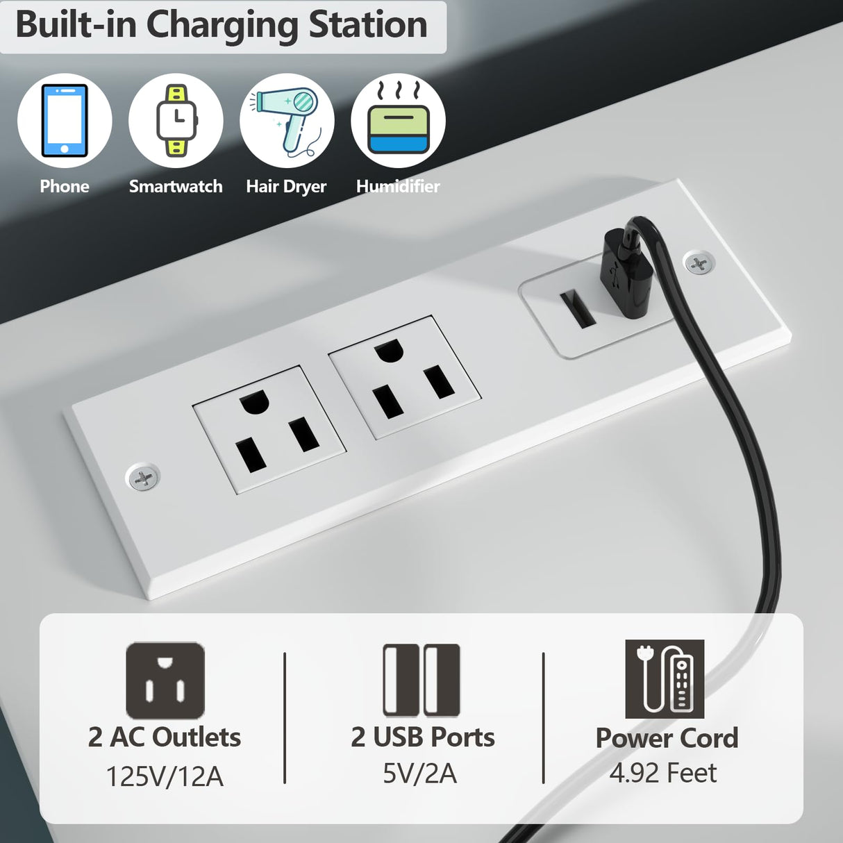 Loomie 6 Drawer Dresser, Modern Drawer Chests with Power Outlet and Led Light, Wide Chest of Drawers for Storage and Organization, White Dresser for Bedroom, Living Room, Closets, Entryway Loomie