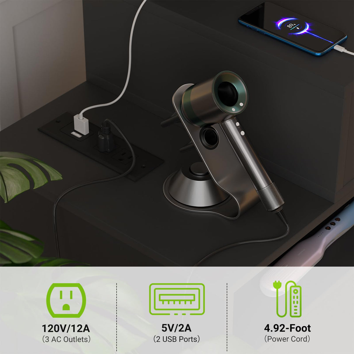 Besiost Vanity Desk, Small Vanity Desk with Power Outlet, Makeup Desk with Drawers and Cabinets, Vanity Set with Storage Shelves for Bedroom, No Mirror, White Besiost