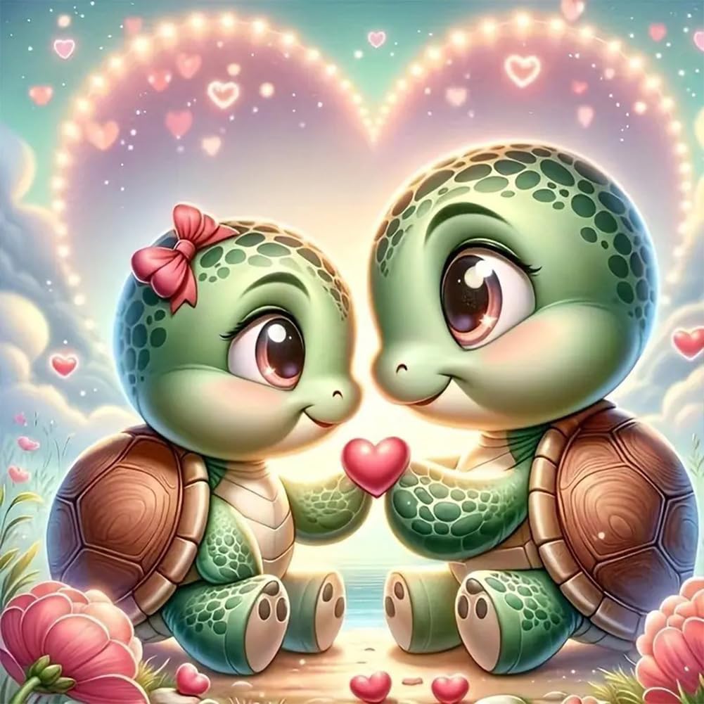 Anuver Full Drill Diamond Art Turtle Kits for Beginner, Love DIY Diamond Painting Kits for Home Wall Decor, 12x12 Inch, Diamond Painting Kits for Adults Anuver