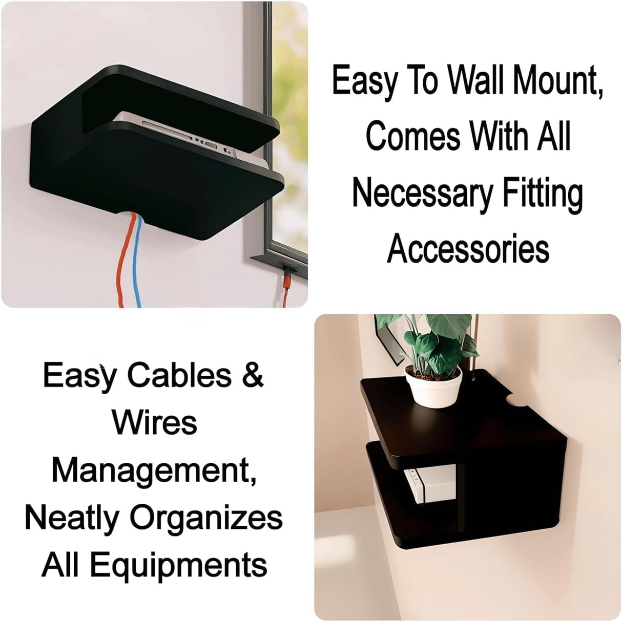 Zig Zag Wooden Floating Wall Tv Shelf Entertainment Centre Wall Mounted Component Shelf for Cable Boxes, Games Consoles, TV Accessories (25x 20x 8 cm), Brown zig zag