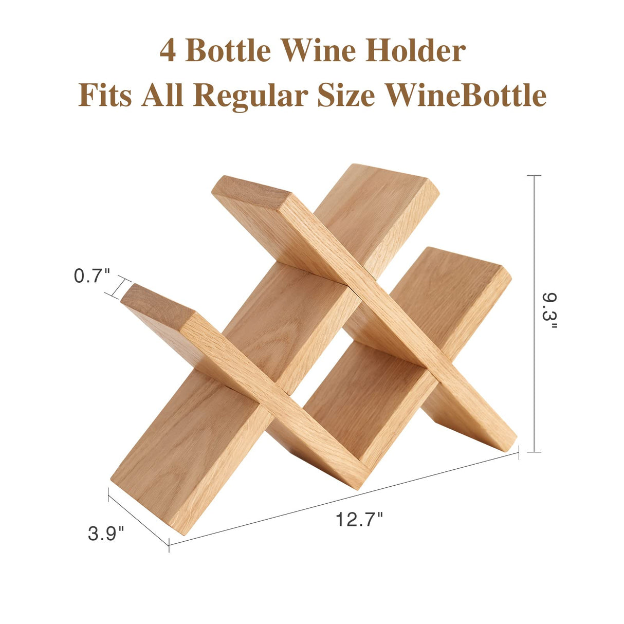 TREOAKWIS Wine Rack Countertop Oak Solid Wood Wine Organizer Rack 4 Bottles Holder for Wine, Drinks, Beer, Suit for Home, Bar, Kitchen,Cellar Basement,Oak TREOAKWIS