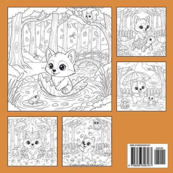 Wolves & Leaves – A Happy Fall Coloring Book: Easy and Relaxing Fall Coloring Pages with Cute Wolves, Autumn Leaves, Pumpkins, and Cozy Seasonal Scenes (Coloring book of Autumn) Majosta