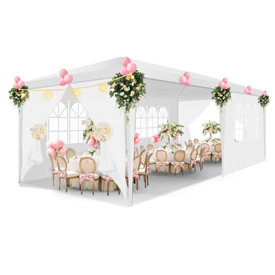 HOTEEL 10x20 Canopy Tent with Removable Sidewalls, White Tents for Parties Outdoor Party Tent Waterproof & UV Protection for Gazebo Shelter Carpas Wedding Events BBQ
